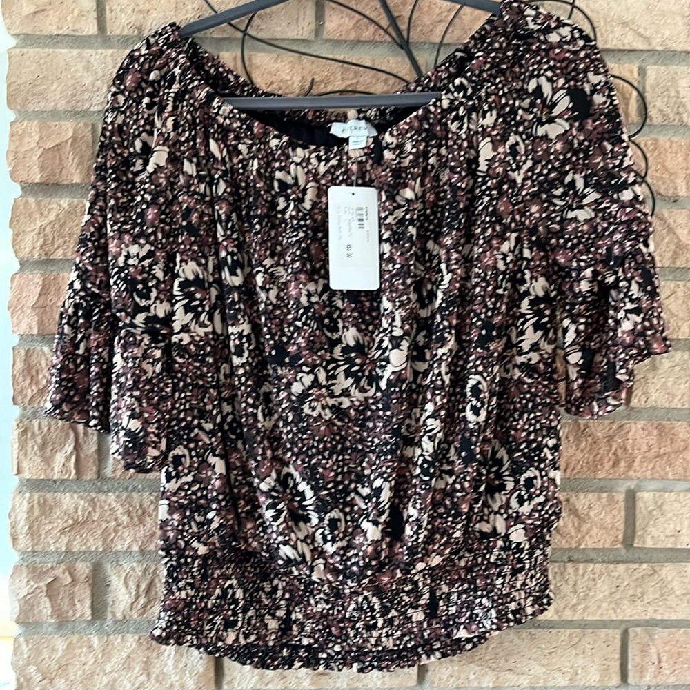 Evereve Arya Floral Mesh Top